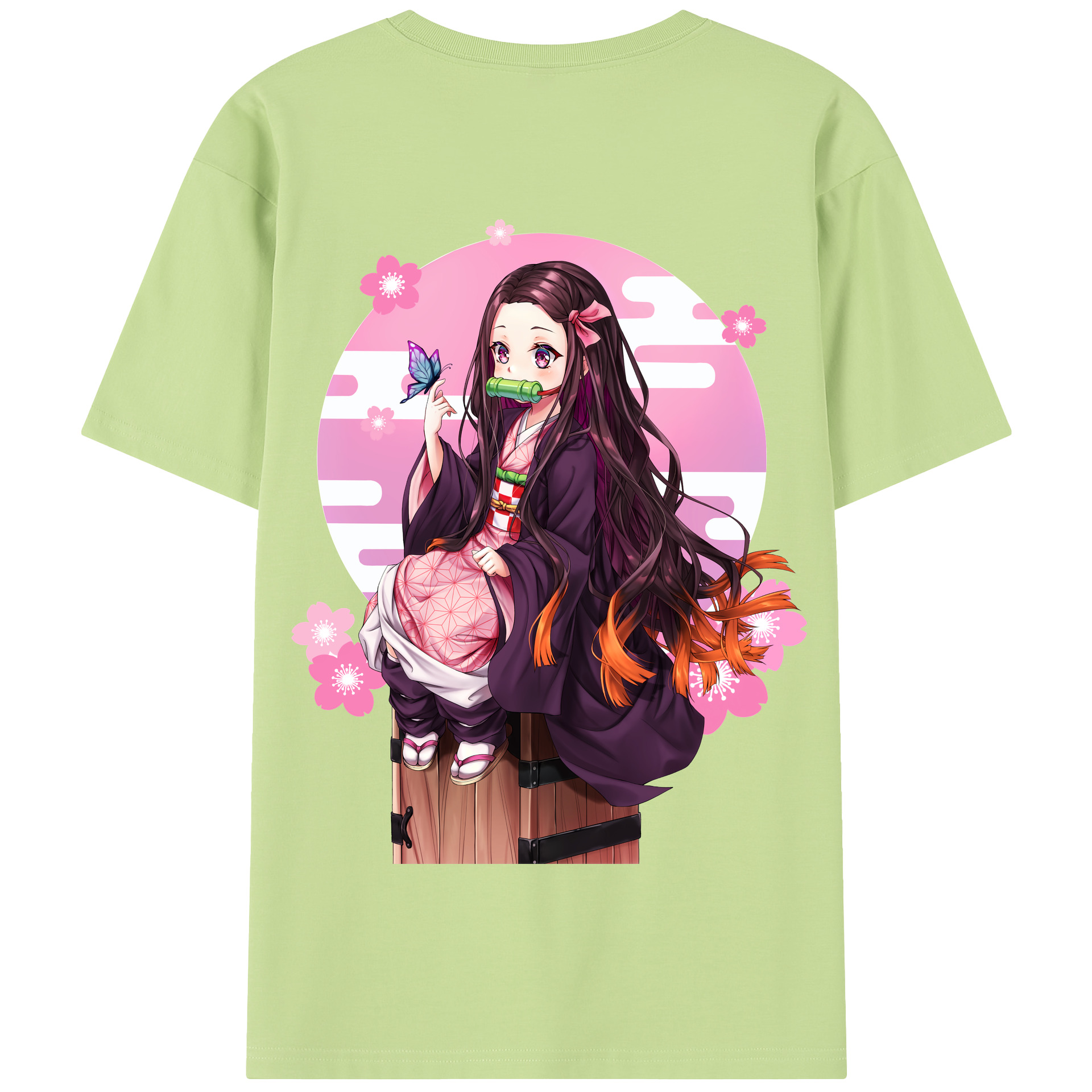 （画像用） 鬼滅の刃（きめつのやいば）竈門 禰󠄀豆子／かまど ねずこ Kamado Nezuko 綿100％半袖Tシャツ（背面プリント）